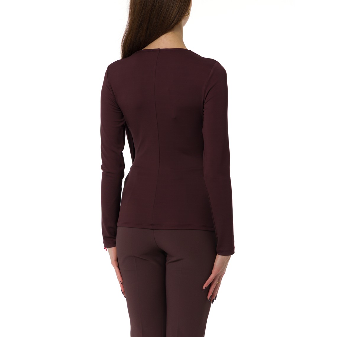 Maglia in jersey crêpe con logo gioiello Elisabetta Franchi