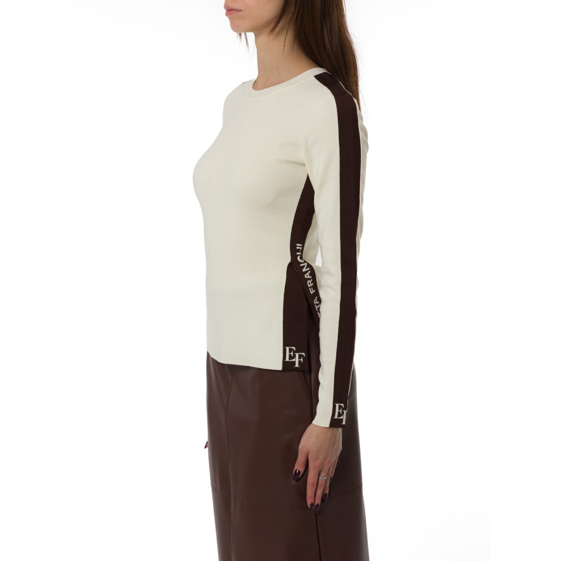 Maglia in viscosa con bande lucide Elisabetta Franchi