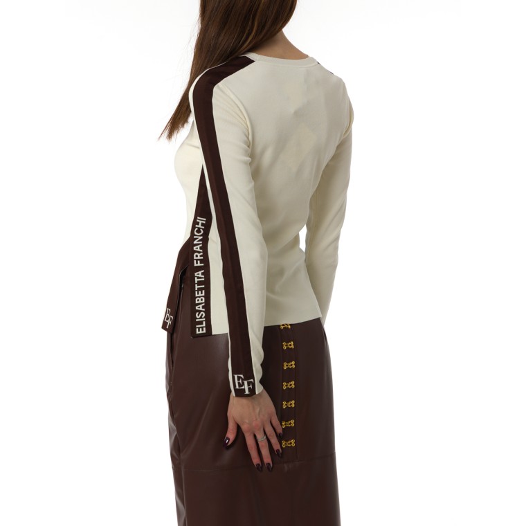 Maglia in viscosa con bande lucide Elisabetta Franchi