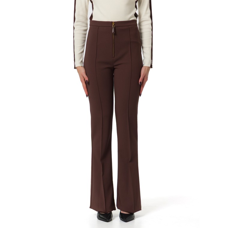 Pantaloni in doppio crêpe con zip Elisabetta Franchi