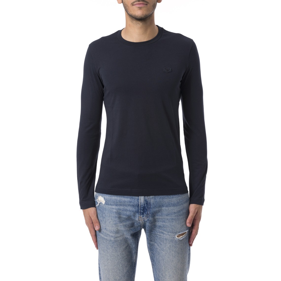 Maglia in jersey Supima con micro patch logo Emporio Armani