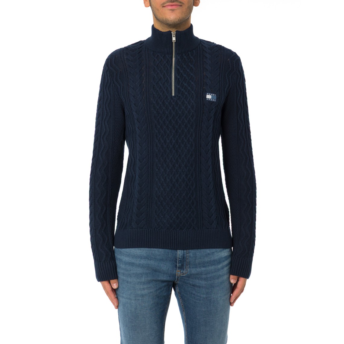 Maglia half-zip Tommy Jeans in maglia intrecciata