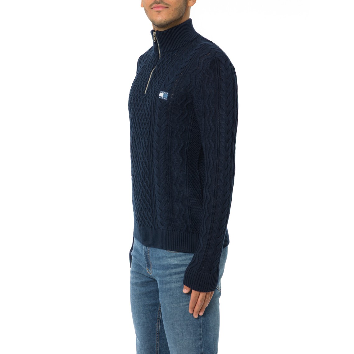 Maglia half-zip Tommy Jeans in maglia intrecciata