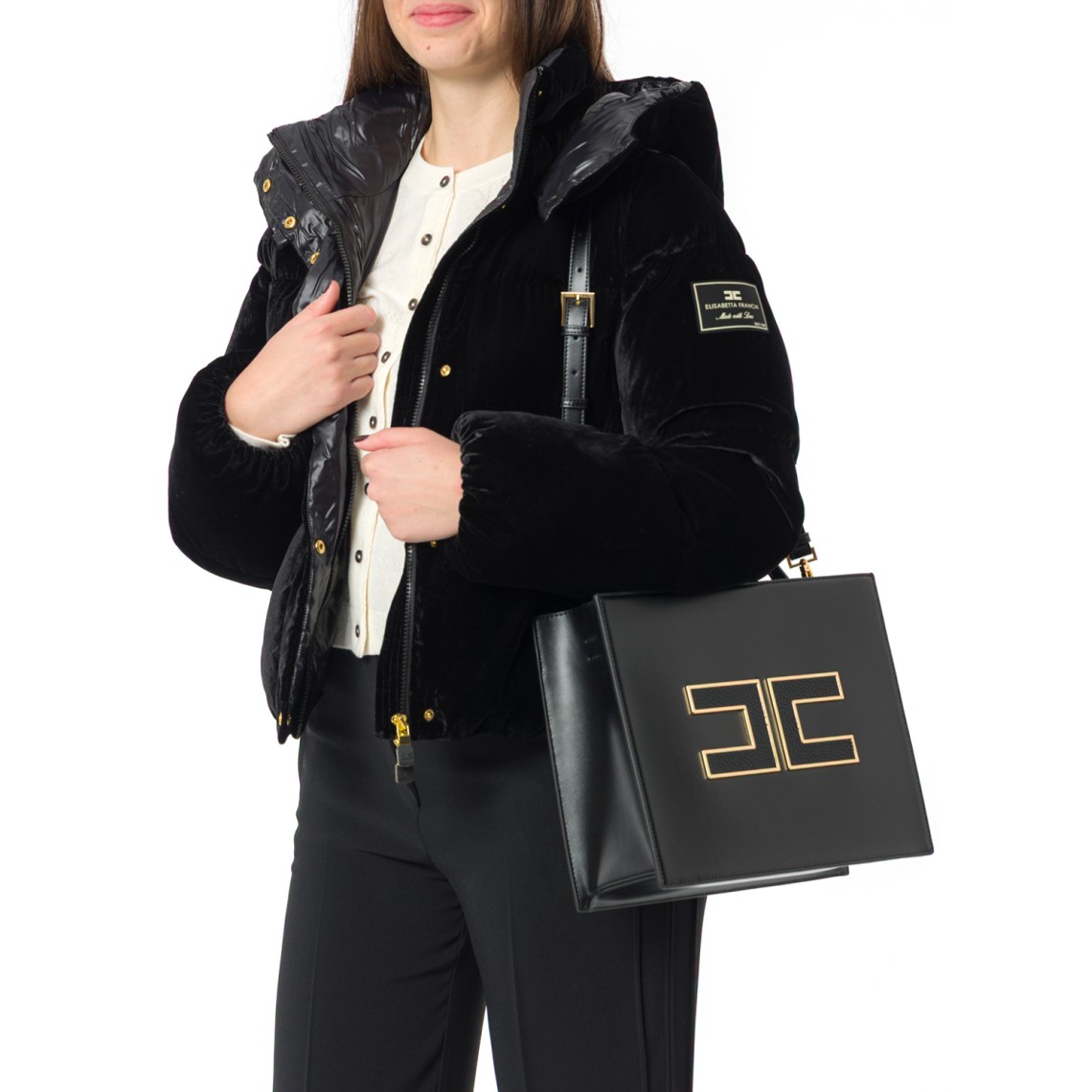 Piumino in velluto con cappuccio Elisabetta Franchi