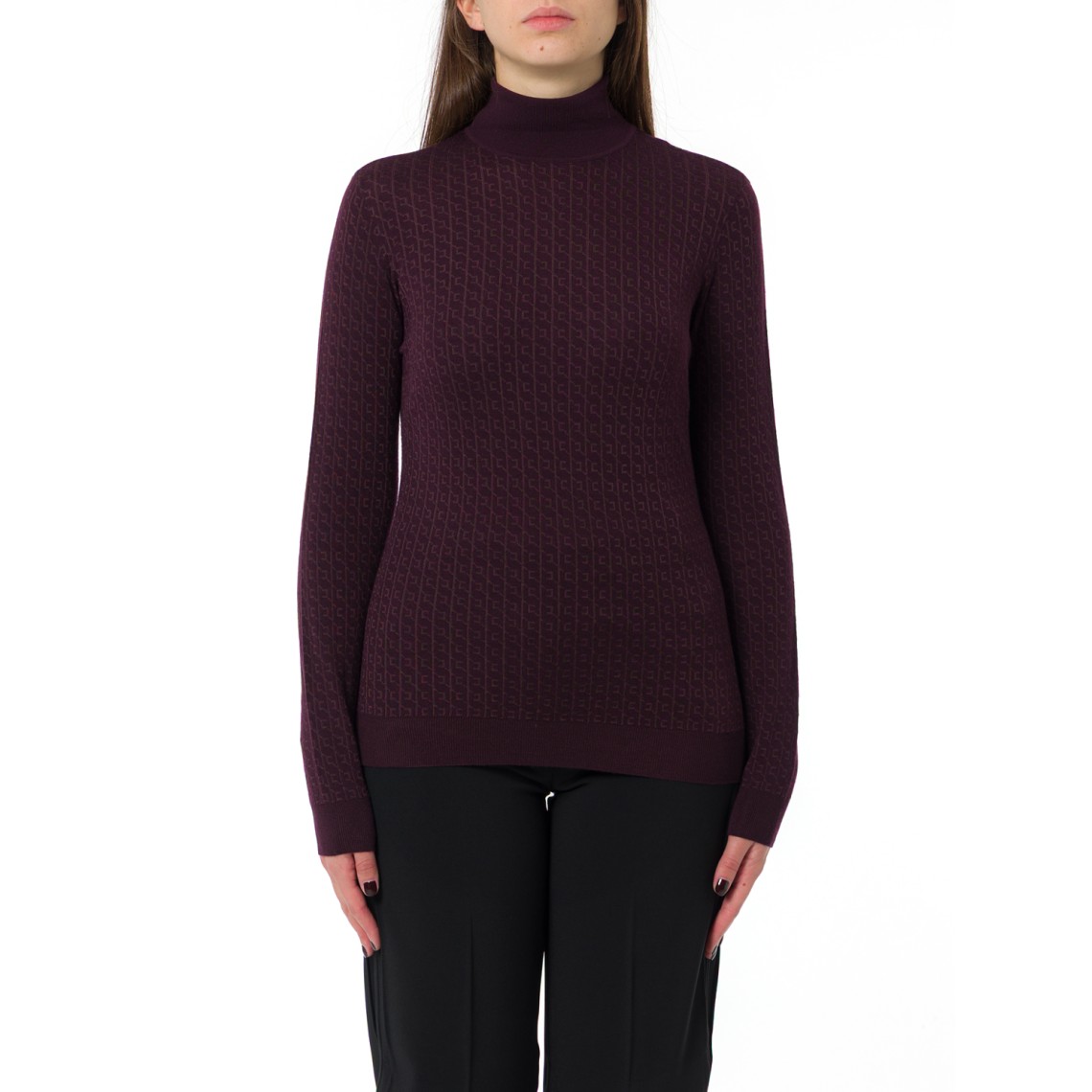 Maglia in lana con micro-logo jacquard Elisabetta Franchi