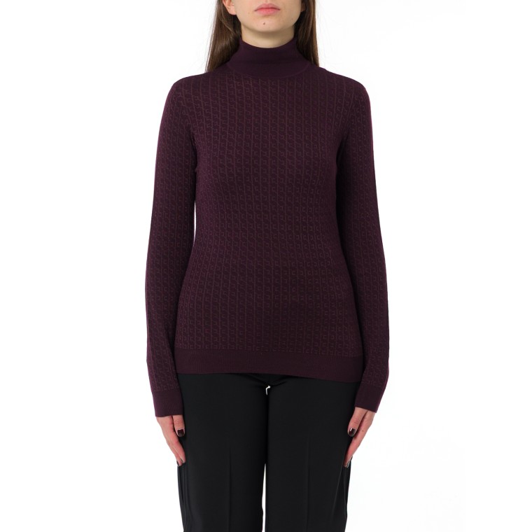 Maglia in lana con micro-logo jacquard Elisabetta Franchi