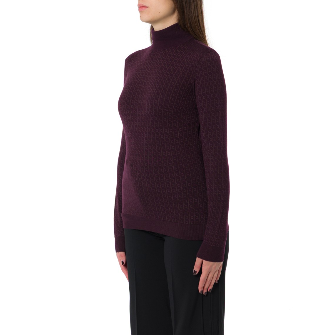 Maglia in lana con micro-logo jacquard Elisabetta Franchi