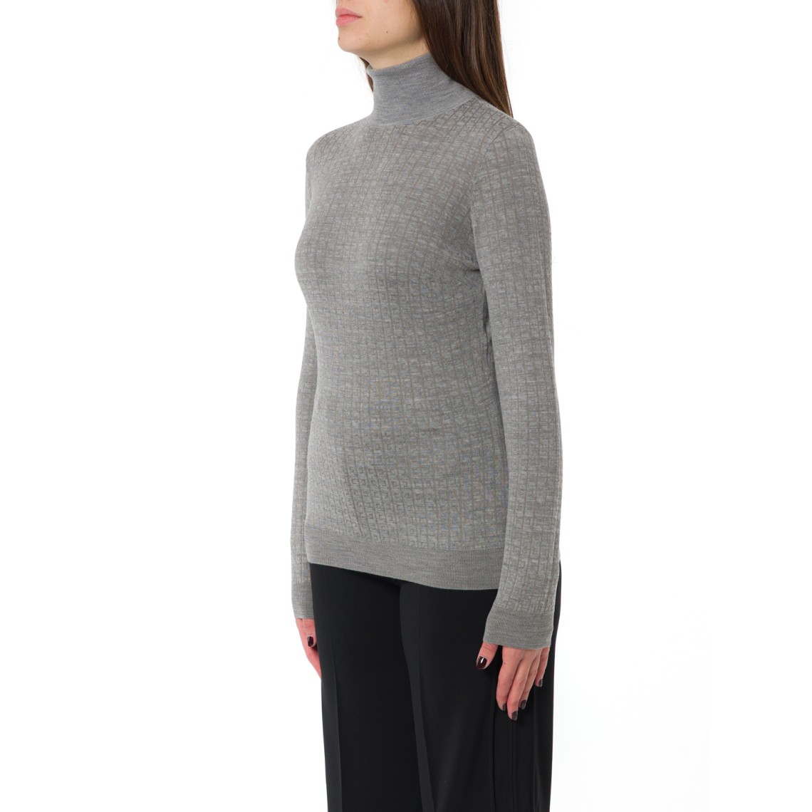 Maglia in lana con micro-logo jacquard Elisabetta Franchi