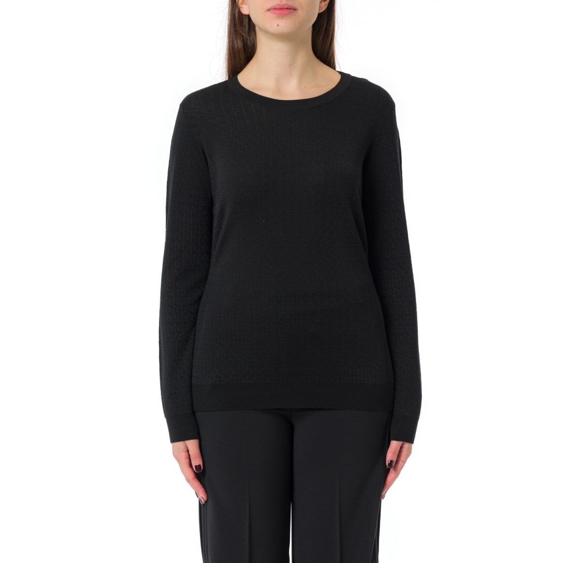 Maglia in lana con micro-logo jacquard Elisabetta Franchi