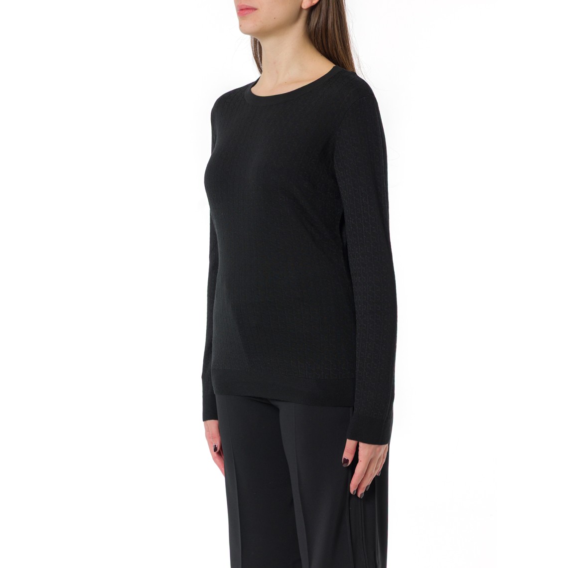 Maglia in lana con micro-logo jacquard Elisabetta Franchi