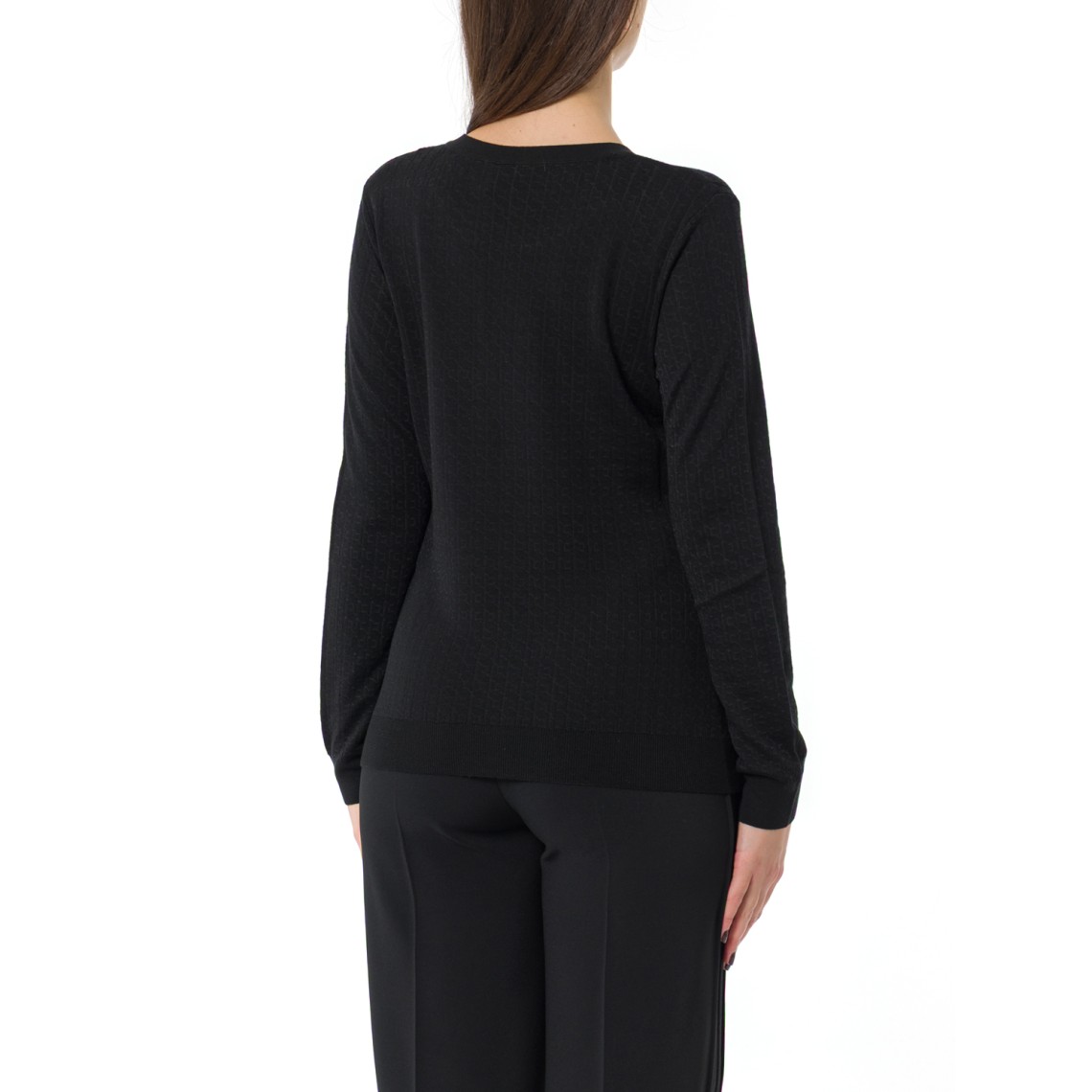 Maglia in lana con micro-logo jacquard Elisabetta Franchi