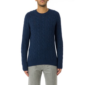 Maglione girocollo Gran Sasso in lana Shetland intrecciata