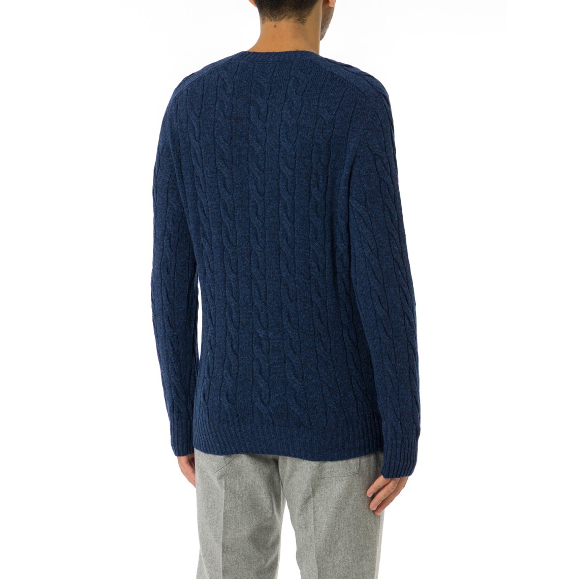 Maglione girocollo Gran Sasso in lana Shetland intrecciata