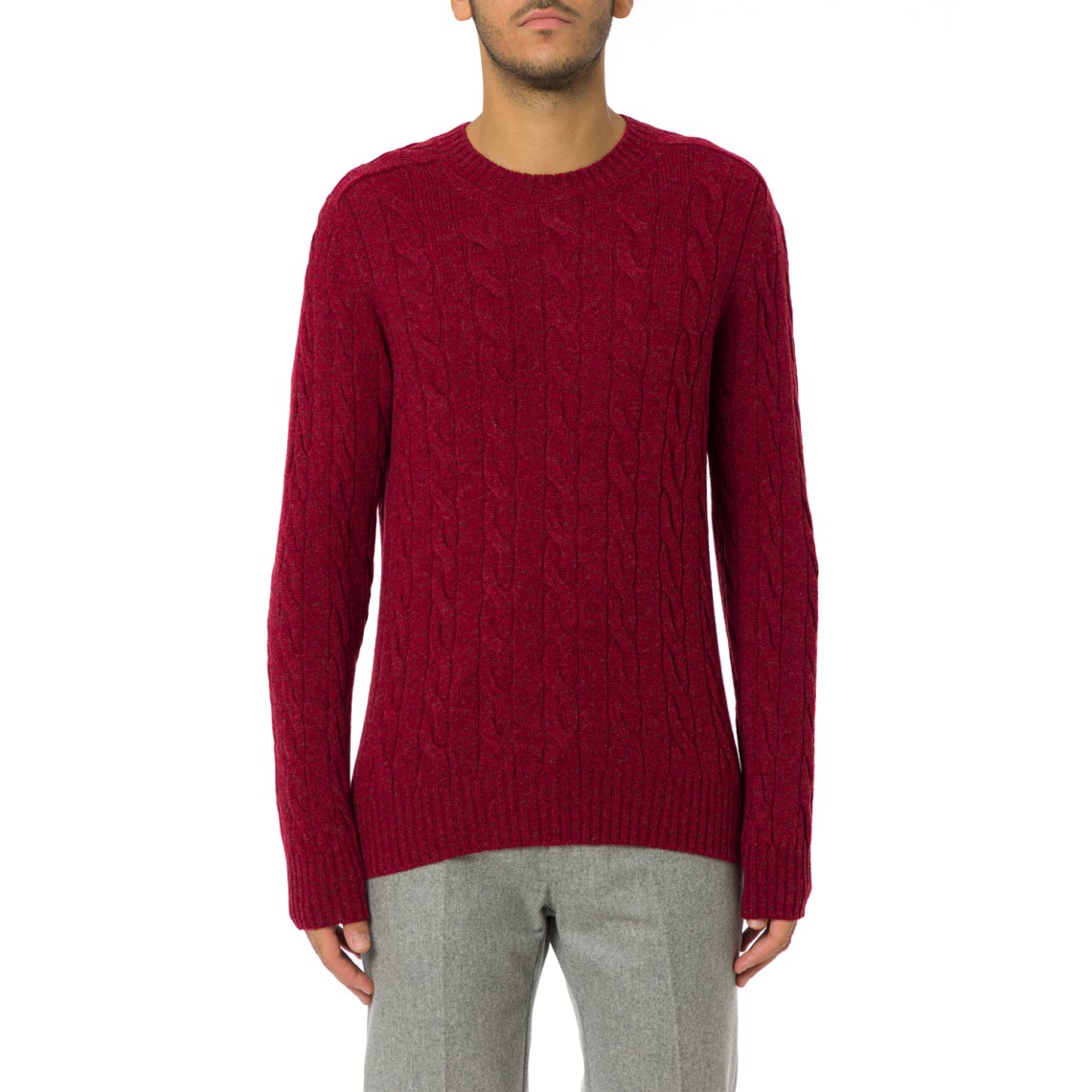 Maglione girocollo Gran Sasso in lana Shetland intrecciata