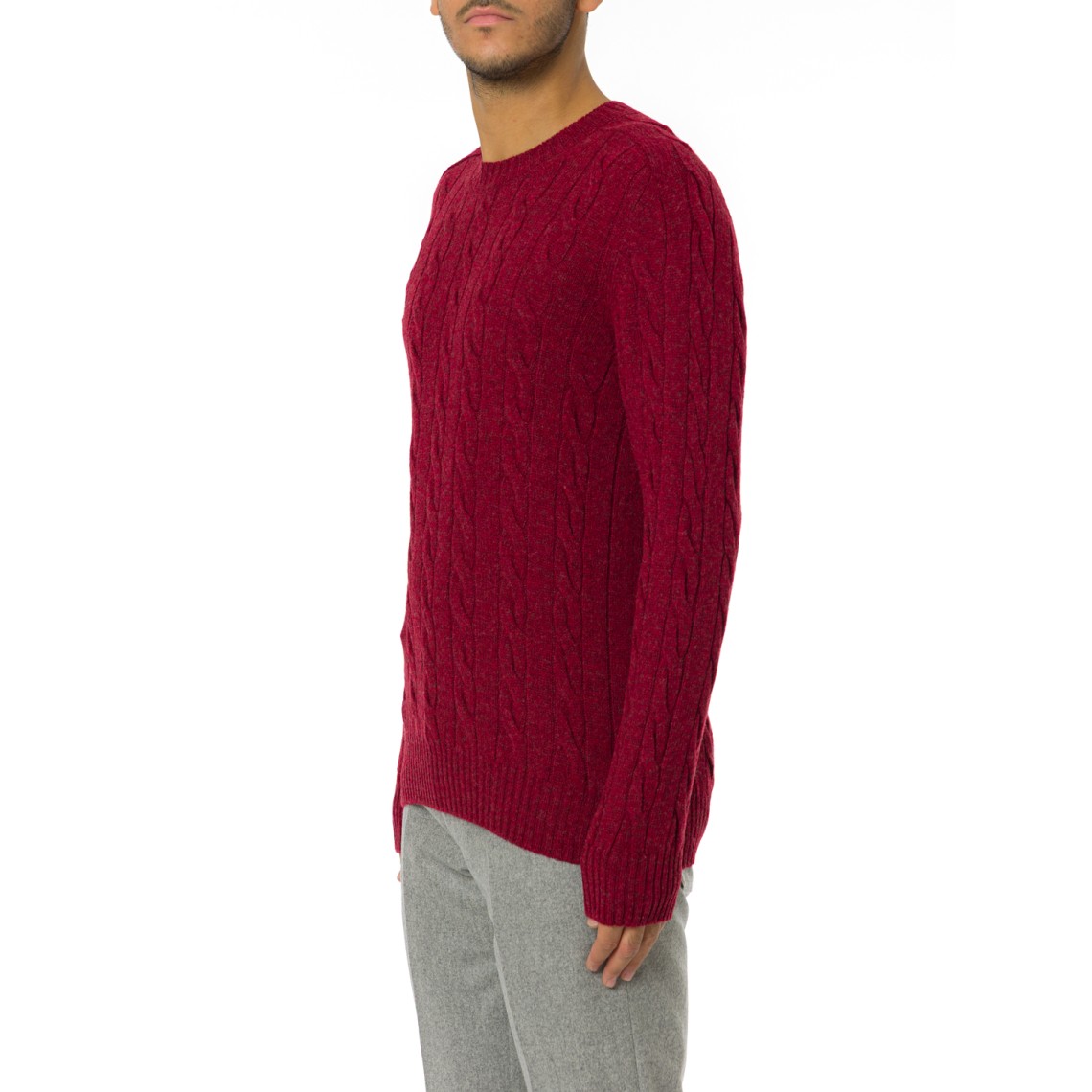 Maglione girocollo Gran Sasso in lana Shetland intrecciata