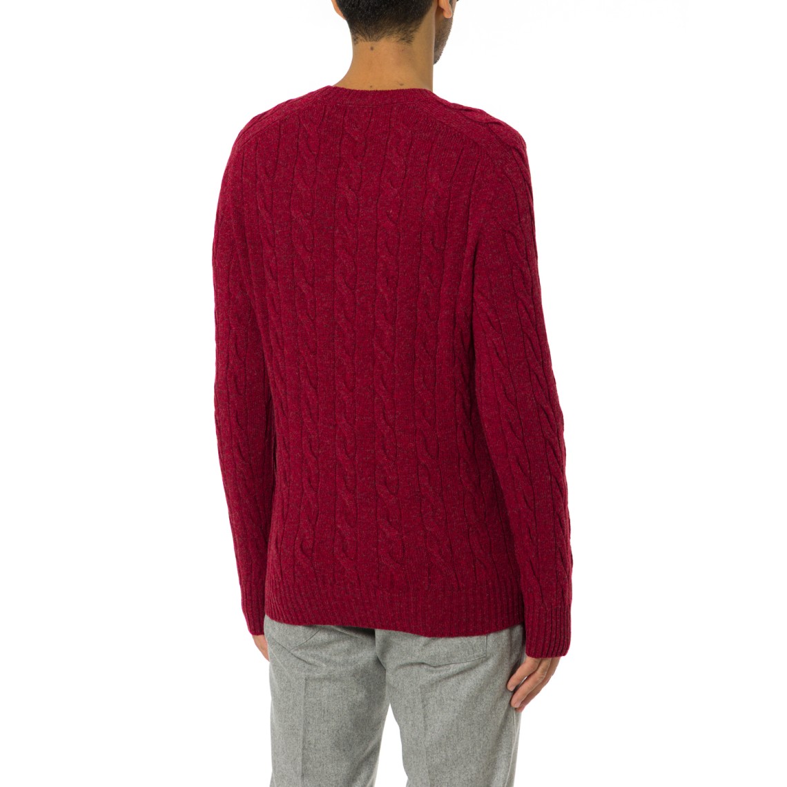 Maglione girocollo Gran Sasso in lana Shetland intrecciata