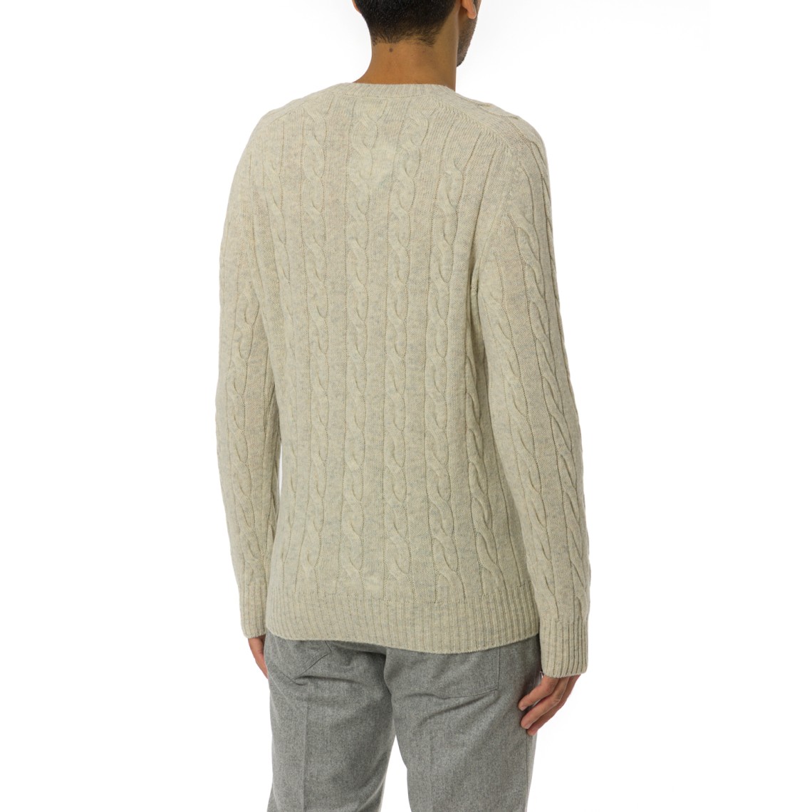 Maglione girocollo Gran Sasso in lana Shetland intrecciata