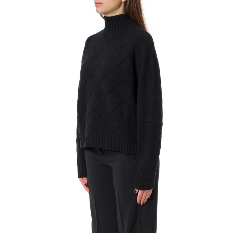 Pullover a collo alto con losanghe jacquard Elisabetta Franchi