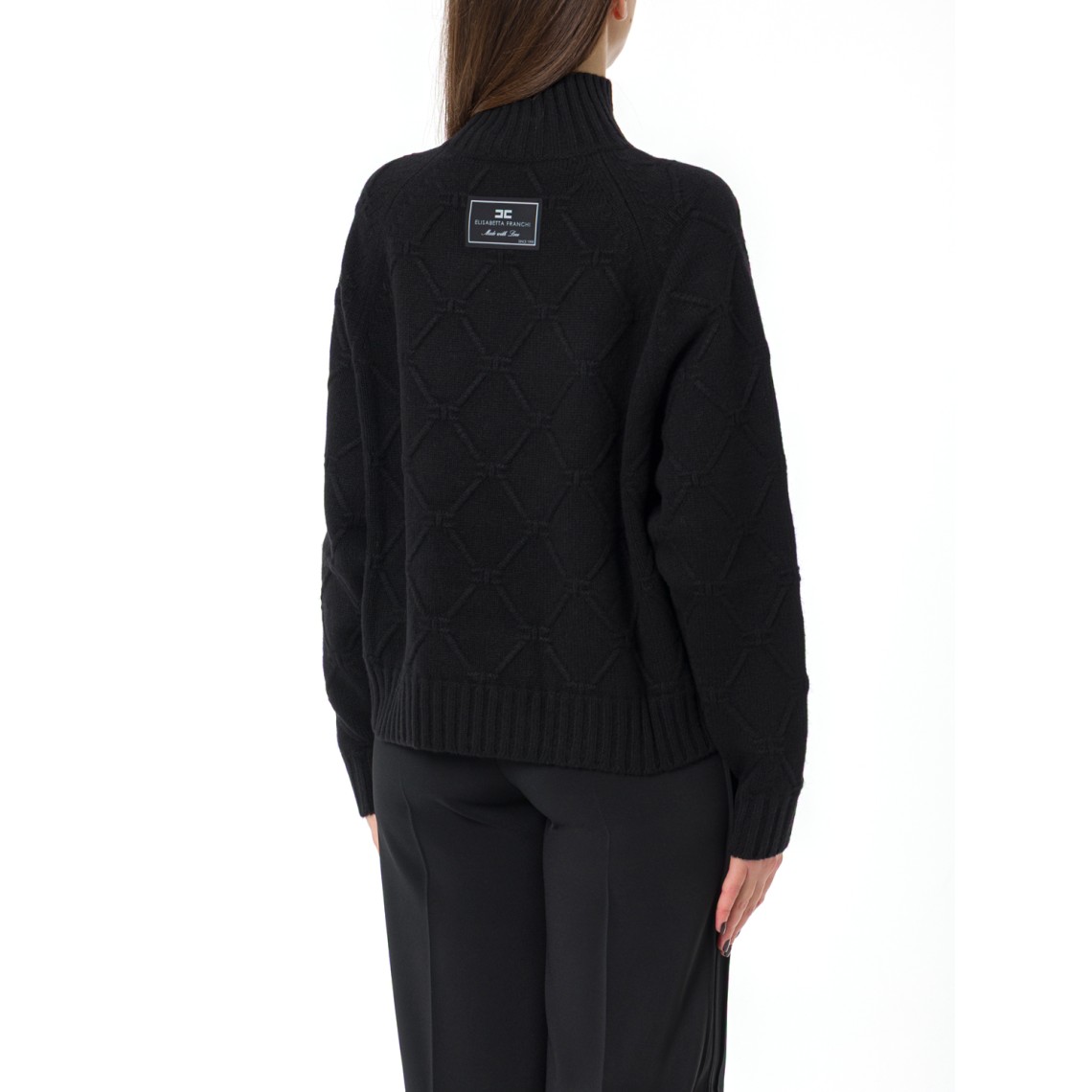 Pullover a collo alto con losanghe jacquard Elisabetta Franchi