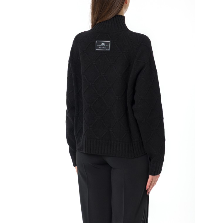 Pullover a collo alto con losanghe jacquard Elisabetta Franchi