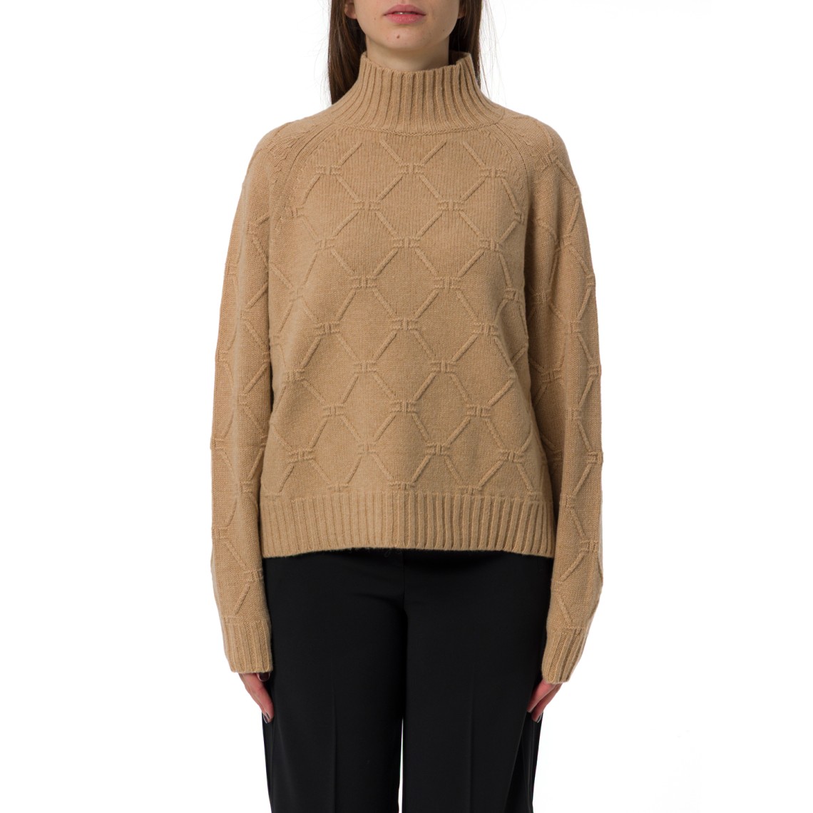 Pullover a collo alto con losanghe jacquard Elisabetta Franchi