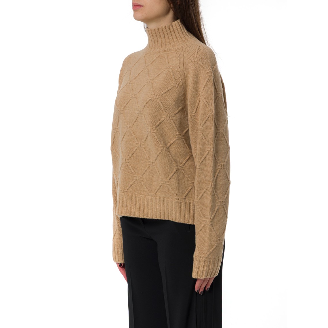 Pullover a collo alto con losanghe jacquard Elisabetta Franchi