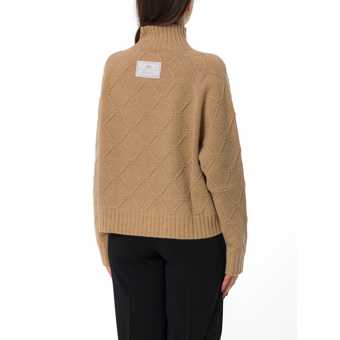 Pullover a collo alto con losanghe jacquard Elisabetta Franchi