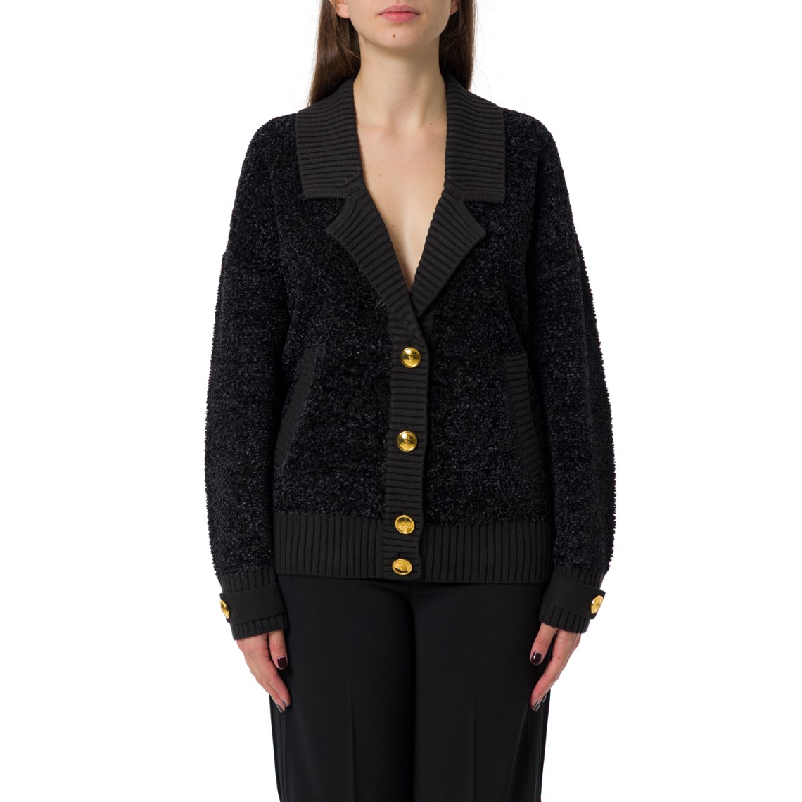 Cardigan in ciniglia bouclé con bottoni Elisabetta Franchi