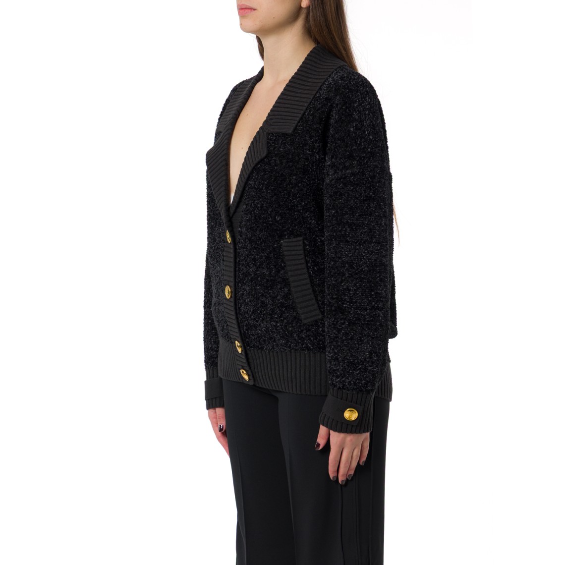 Cardigan in ciniglia bouclé con bottoni Elisabetta Franchi
