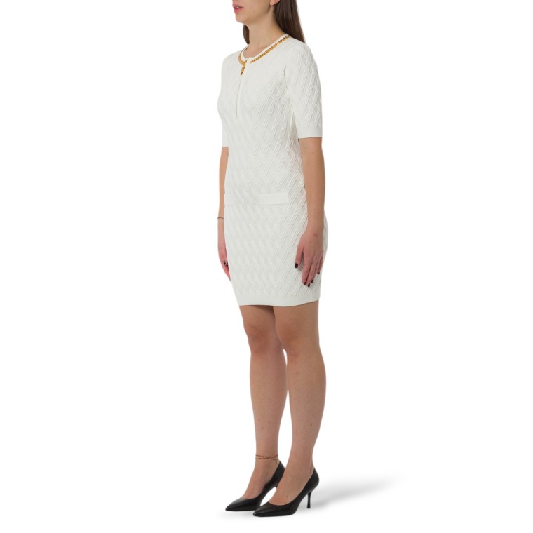 Mini abito in maglia a rombi con dettaglio gioiello Elisabetta Franchi
