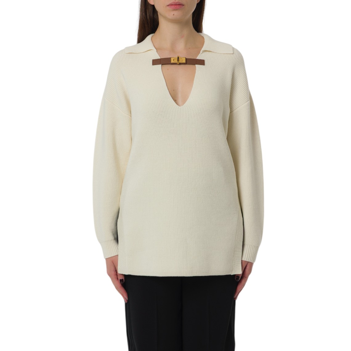 Maglia in misto lana con cinturino gioiello Elisabetta Franchi