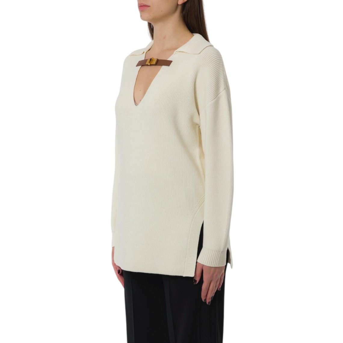 Maglia in misto lana con cinturino gioiello Elisabetta Franchi