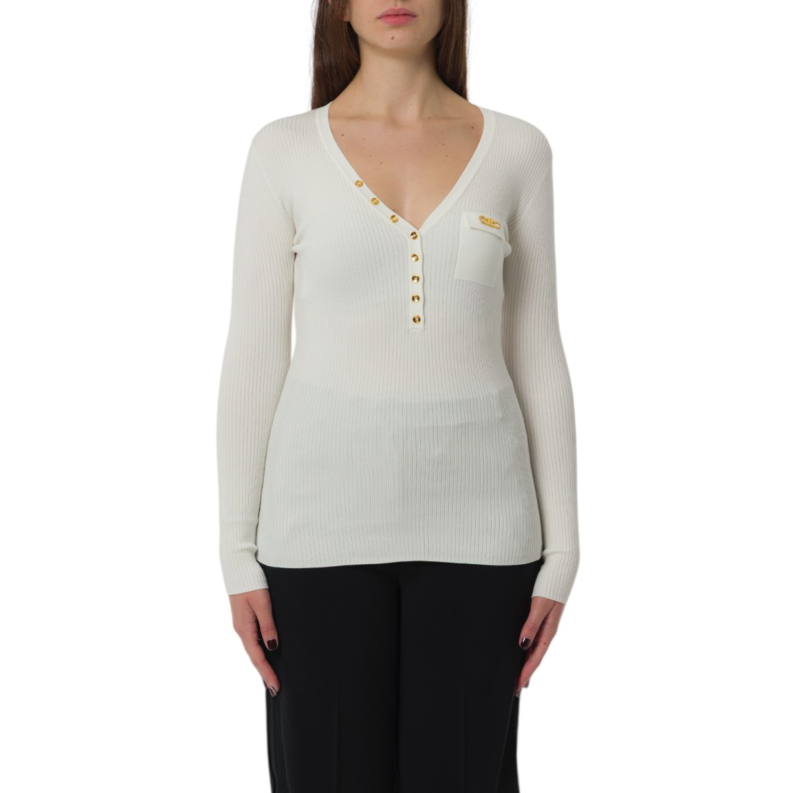 Maglia a costine con taschino Elisabetta Franchi