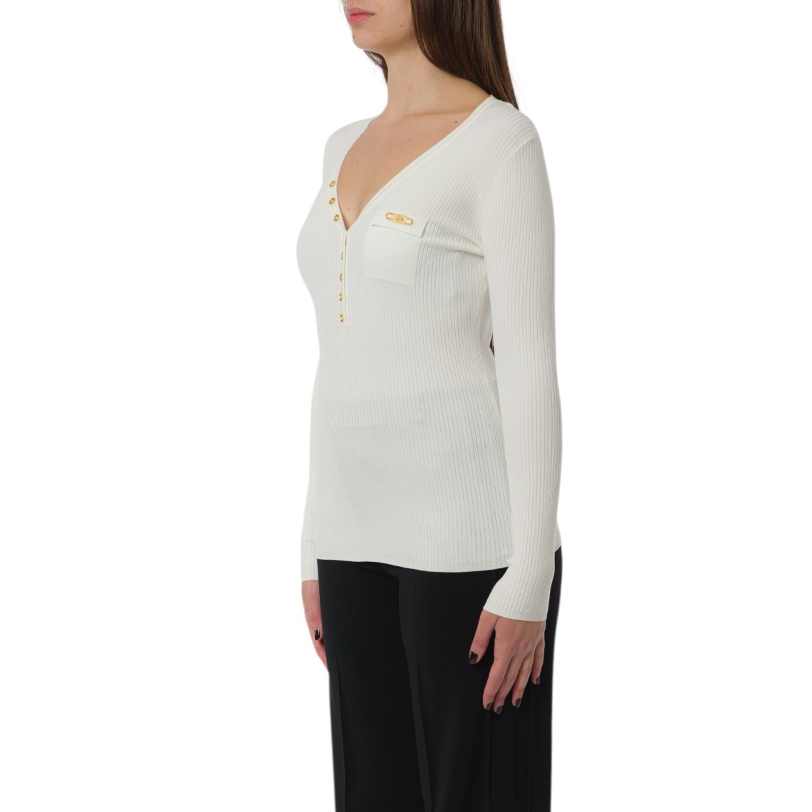Maglia a costine con taschino Elisabetta Franchi