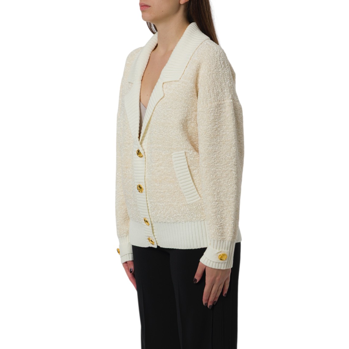 Cardigan in ciniglia bouclé con bottoni Elisabetta Franchi
