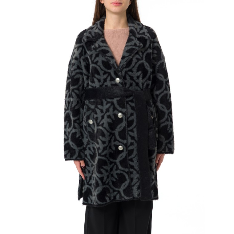 Cappotto Zante Pinko con fantasia logo jacquard