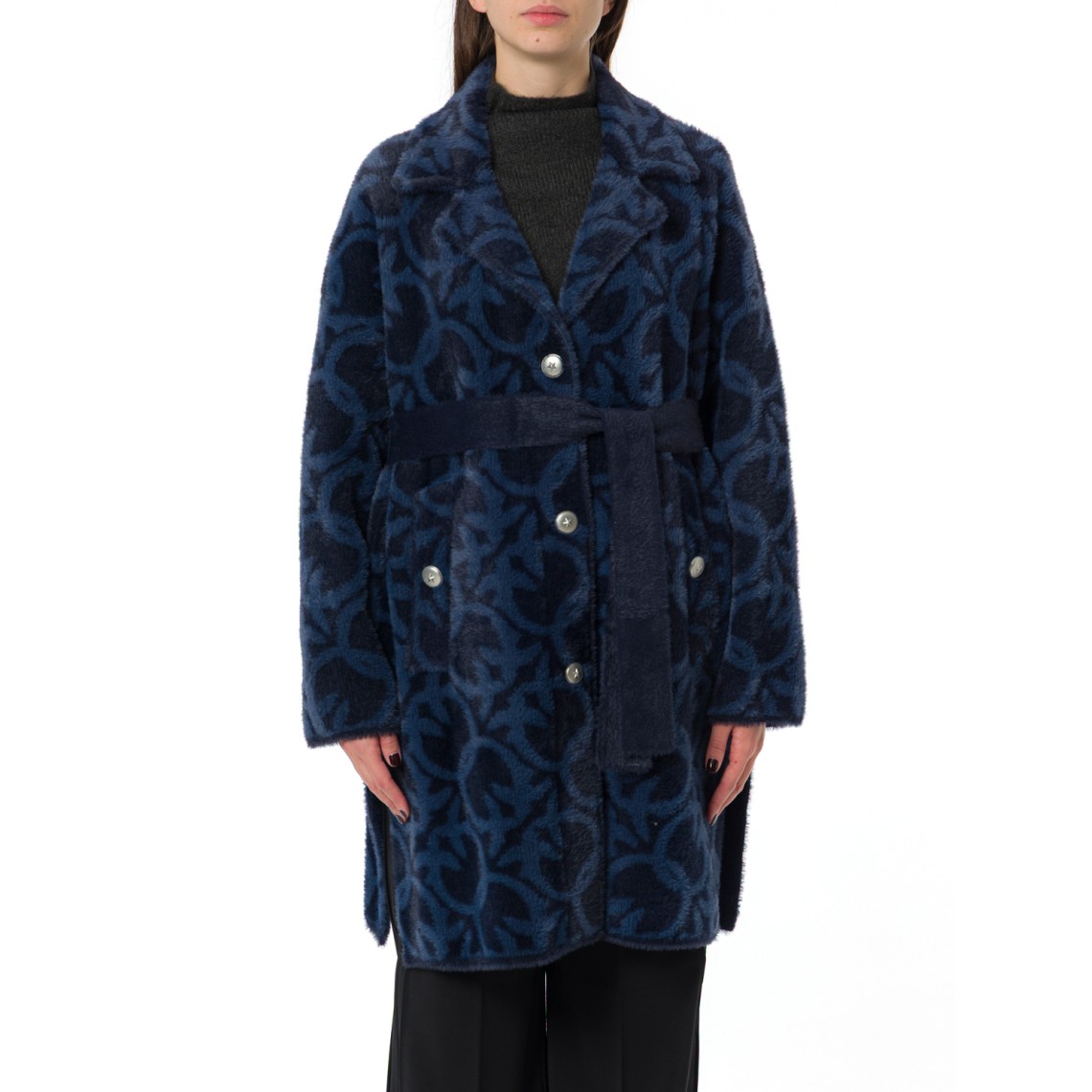 Cappotto Zante Pinko con fantasia logo jacquard
