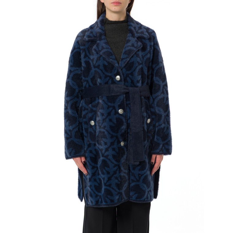Cappotto Zante Pinko con fantasia logo jacquard