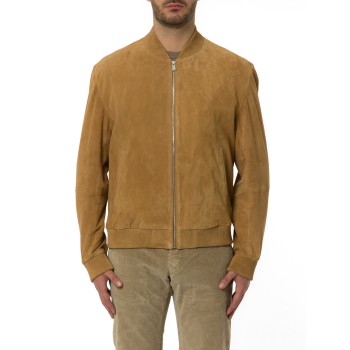 Giubbotto regular fit Boss in pelle scamosciata