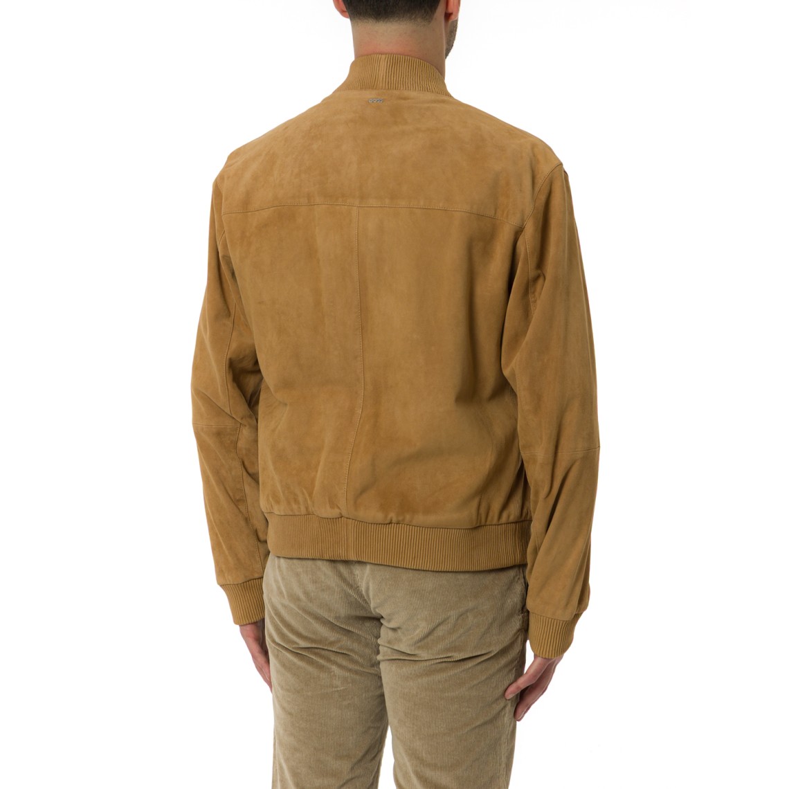 Giubbotto regular fit Boss in pelle scamosciata