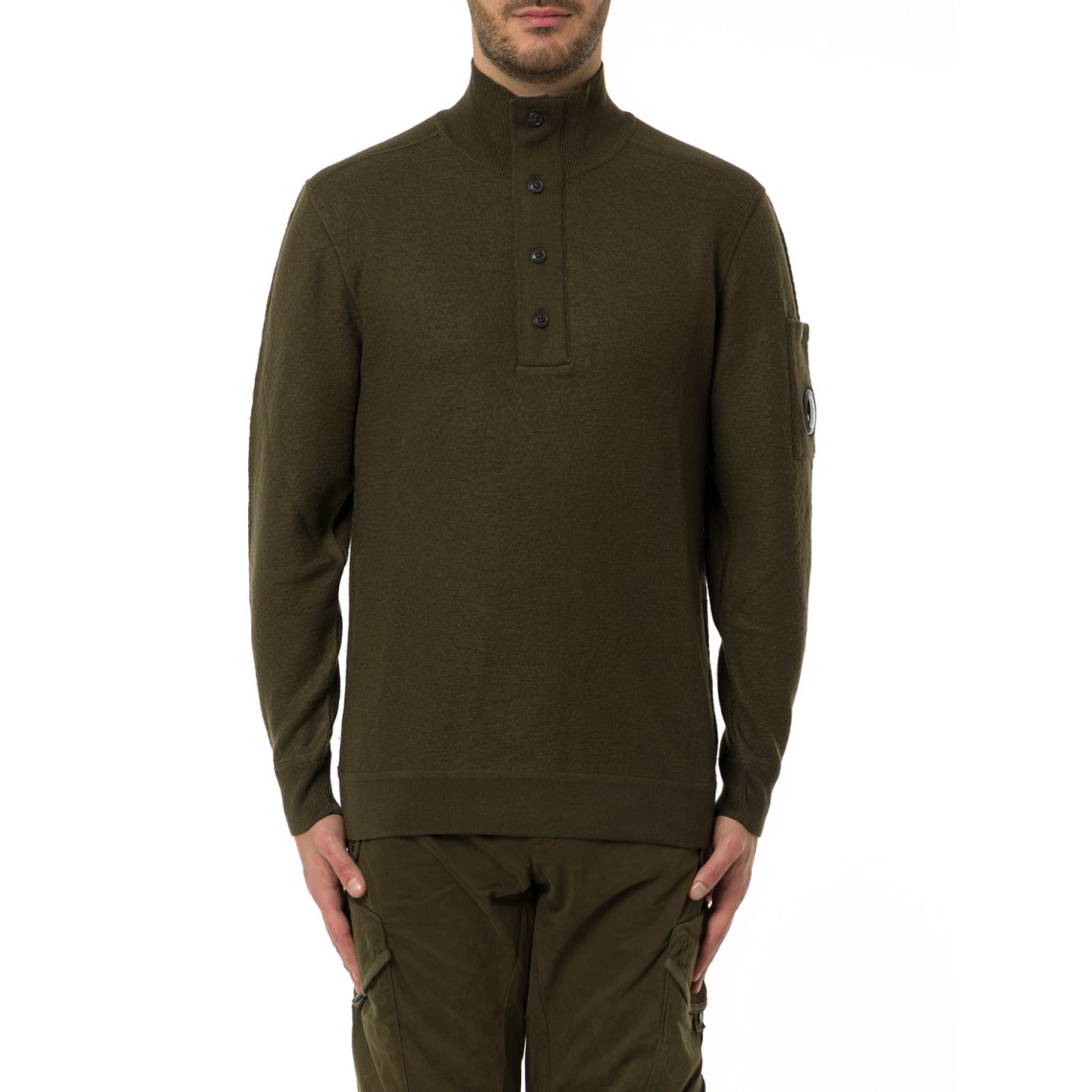 Maglia in lana merino con colletto a polo C.P. Company