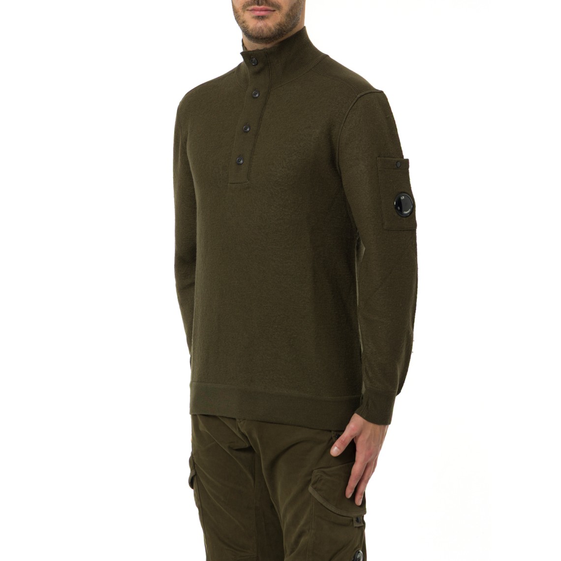 Maglia in lana merino con colletto a polo C.P. Company