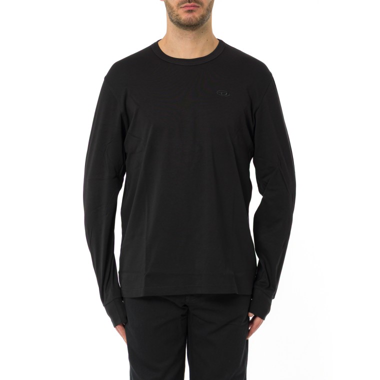 T-shirt a maniche lunghe con logo ricamato Diesel