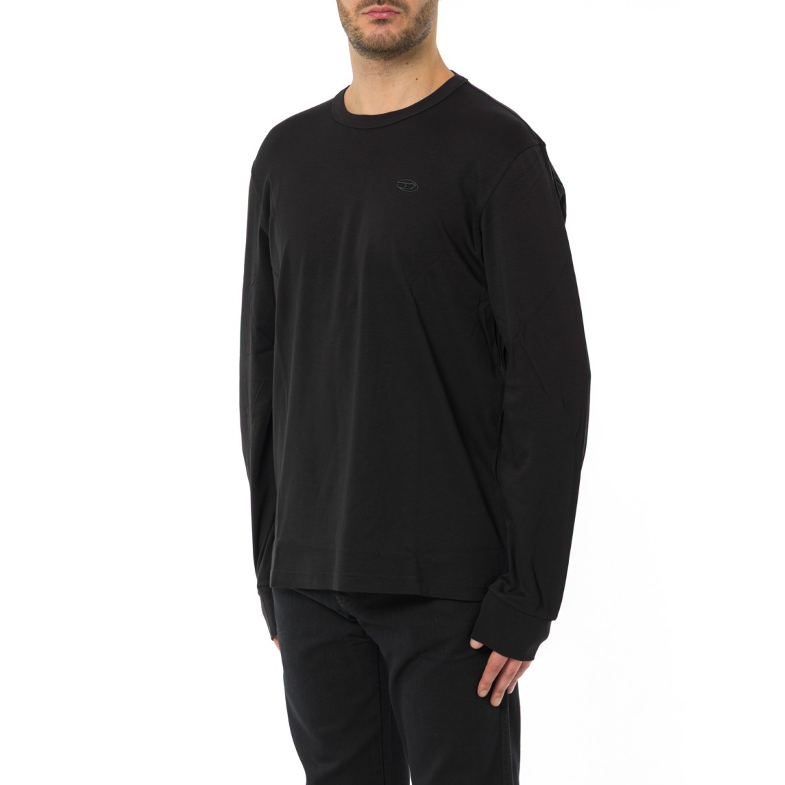 T-shirt a maniche lunghe con logo ricamato Diesel