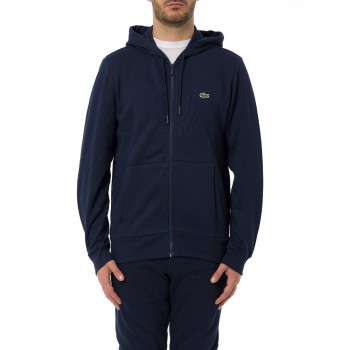Felpa Lacoste in pile con cappuccio e zip