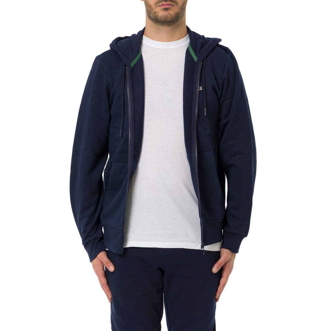 Felpa Lacoste in pile con cappuccio e zip