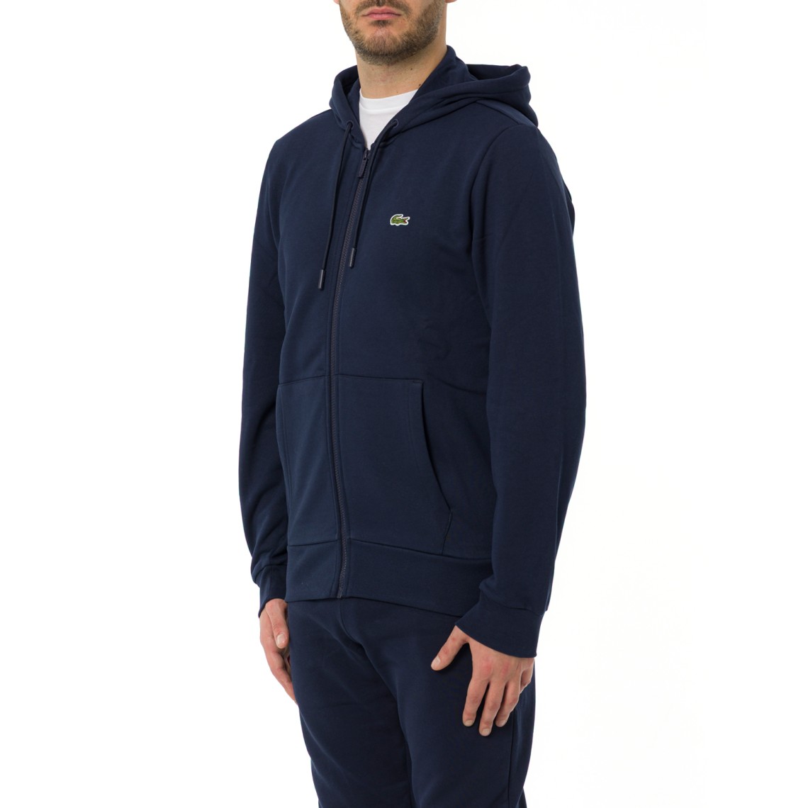 Felpa Lacoste in pile con cappuccio e zip