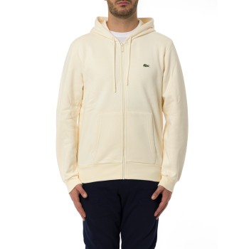 Felpa Lacoste in pile con cappuccio e zip