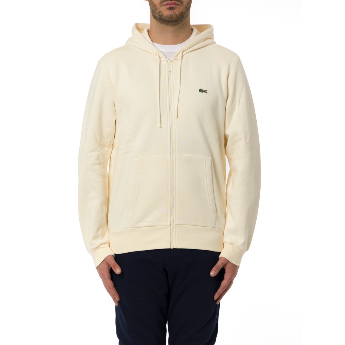 Felpa Lacoste in pile con cappuccio e zip