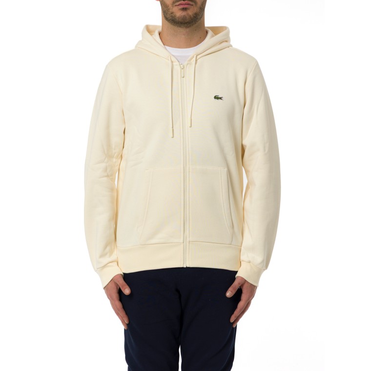 Felpa Lacoste in pile con cappuccio e zip